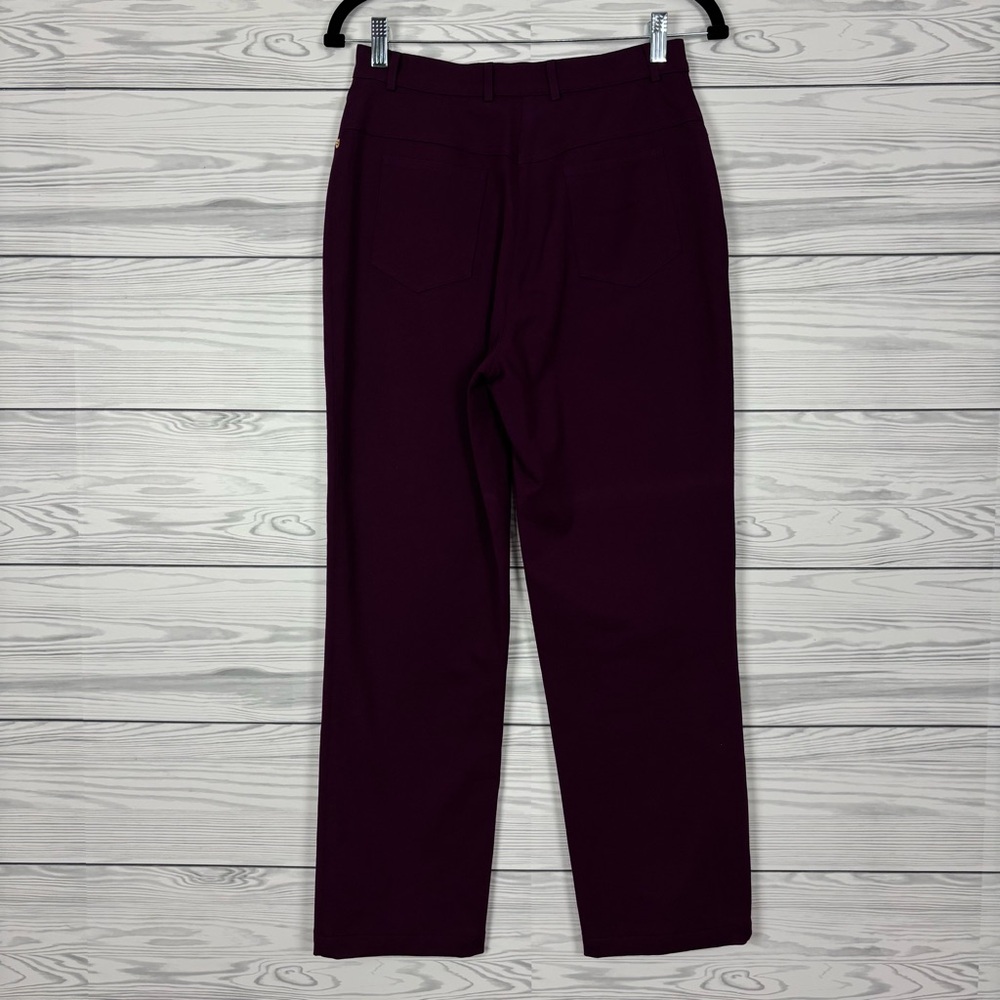 St. John Sport Essentials Mulberry Wine Colored Straight Leg Dress Pants Size 4 - Picture 6 of 9